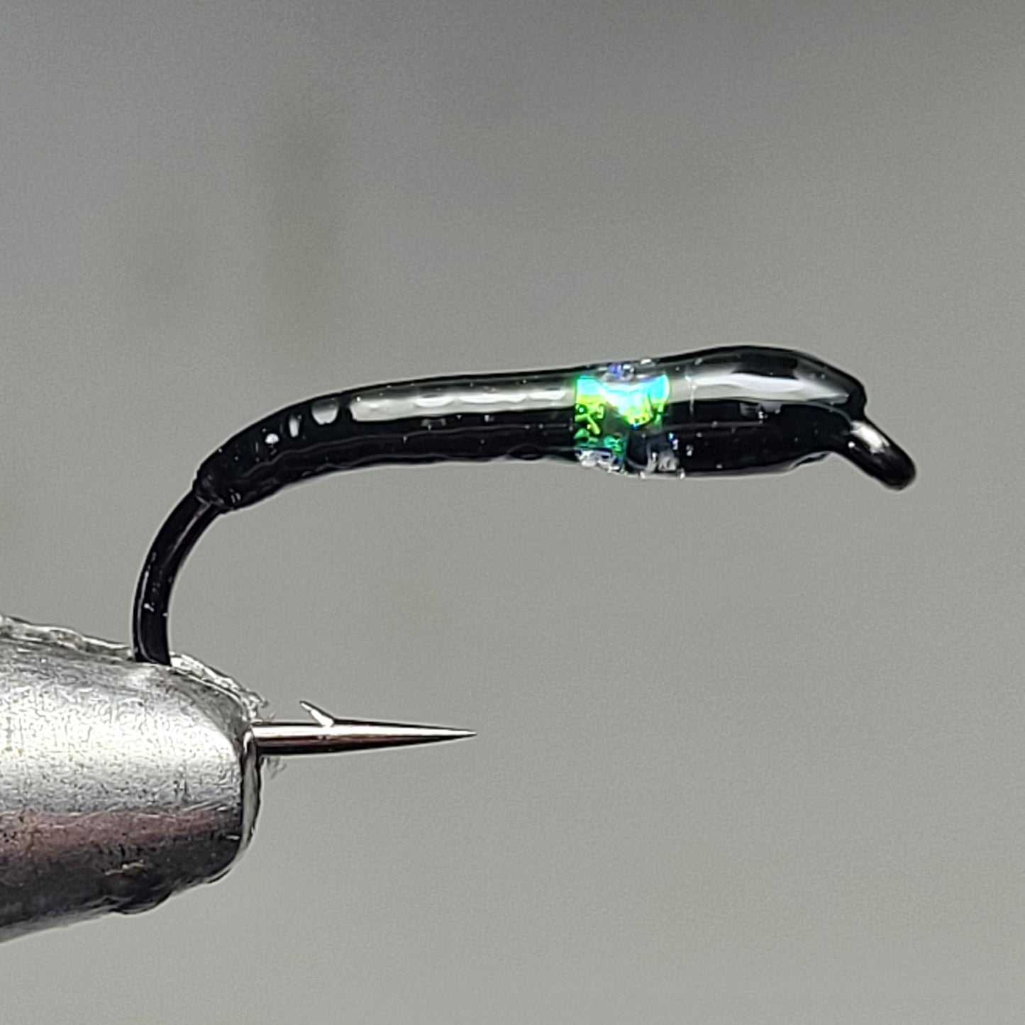 x3 Pearly Mirage Vicar.  Black.  Size 10 nickel hook